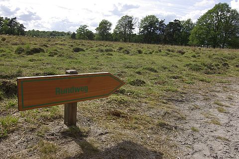 Das Bild zeigt den Wegweiser für einen Rundwanderweg